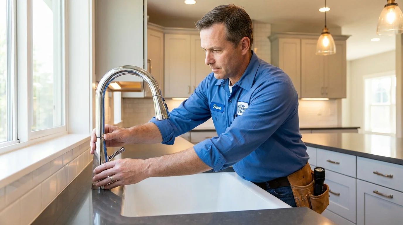Kitchen faucet installation by Johns Plumbing LLC in Lomira